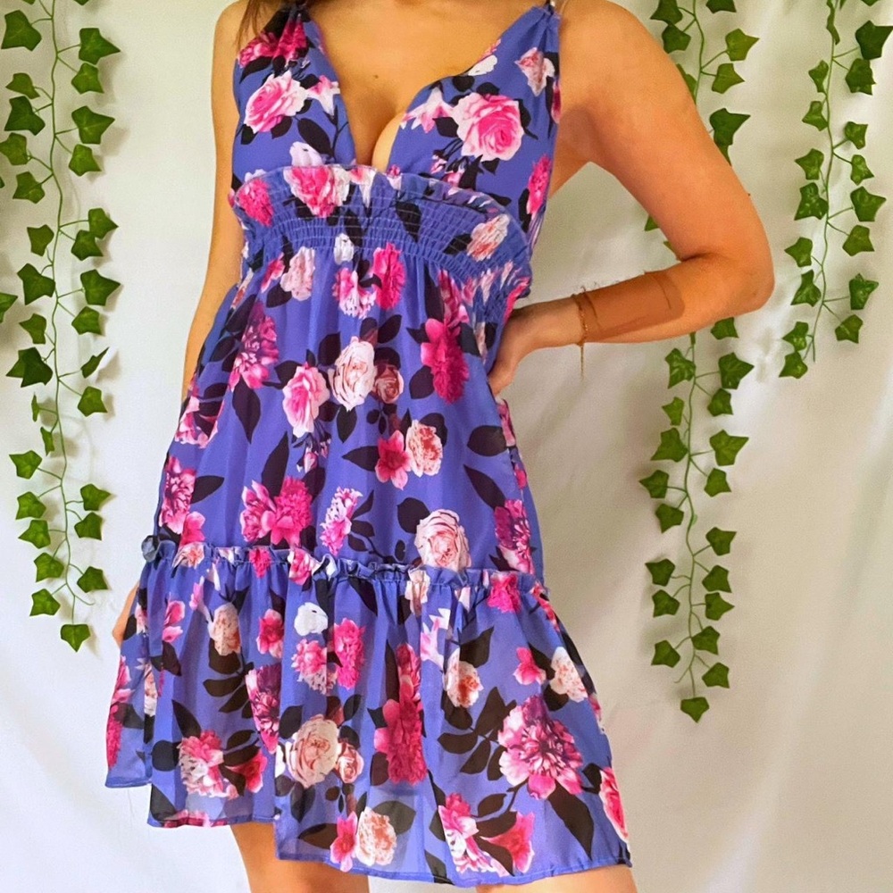 Purple floral babydoll dress